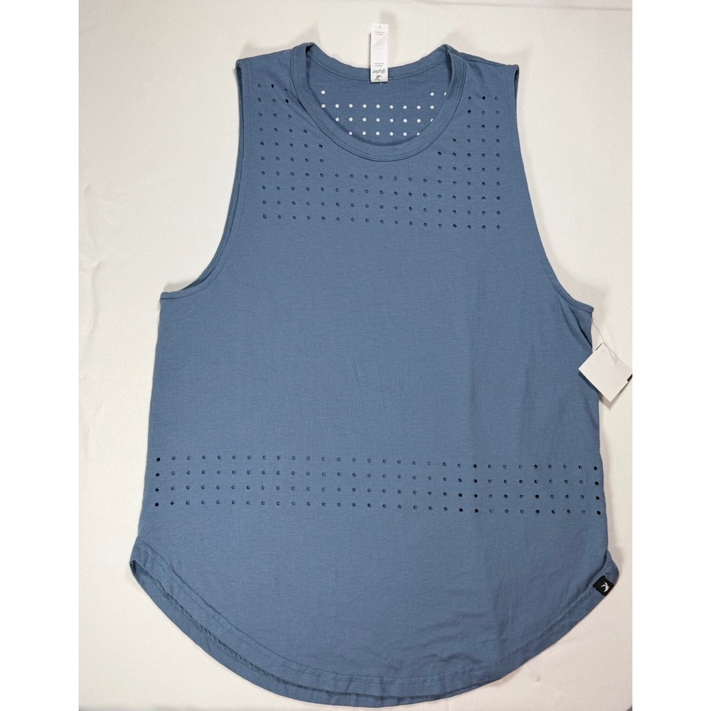 Glyder Womens Limitless Movement Perforated Active Tank Top Blue Small